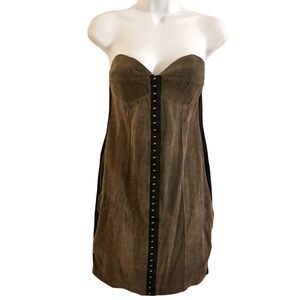 Motel Rocks Strapless Brown Dress with Studded Front